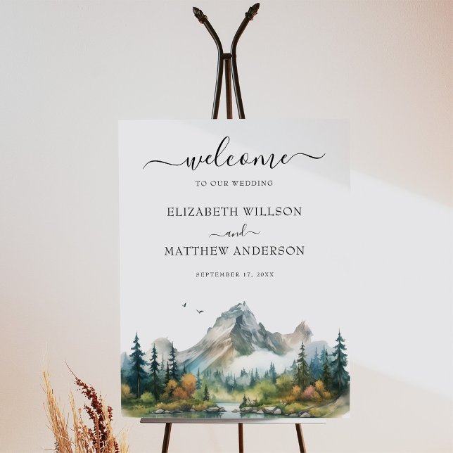 Mountain Forest Evergreen Tree Wedding Welcome Foam Board (Mountain Forest Evergreen Tree Wedding Welcome Foam Board)