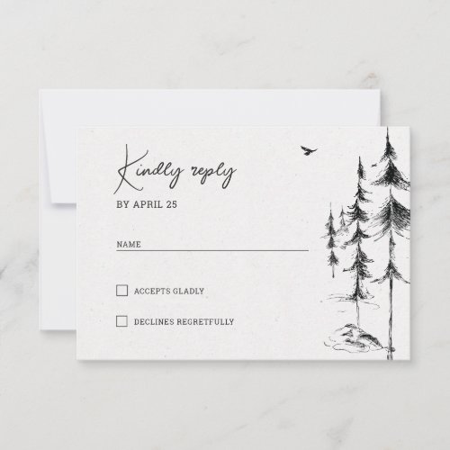 Mountain forest hand drawn RSVP