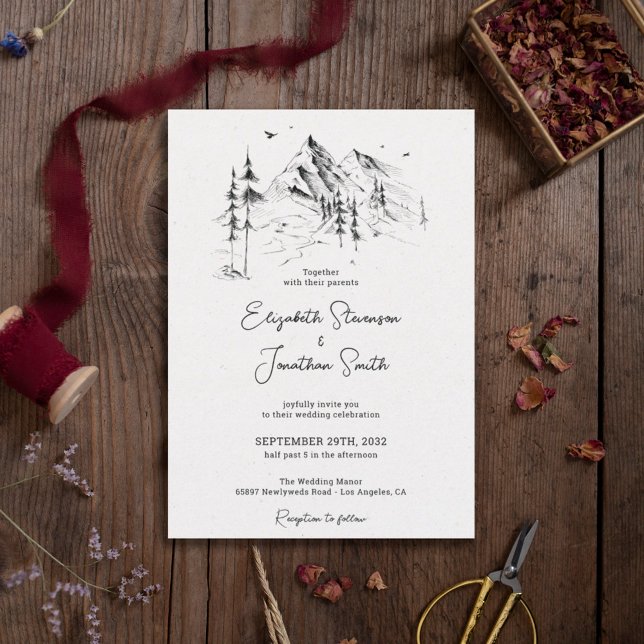 Mountain forest hand drawn sketch invitation (Creator Uploaded)