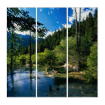 Mountain Forest Lake Acrylic Triptych at Zazzle