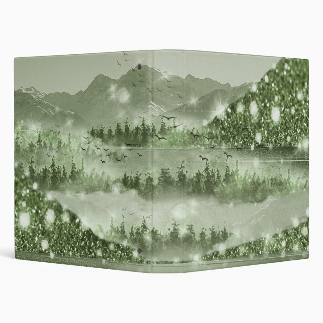 Mountain Forest Lake Landscape Mixed Media 3 Ring Binder (Background)