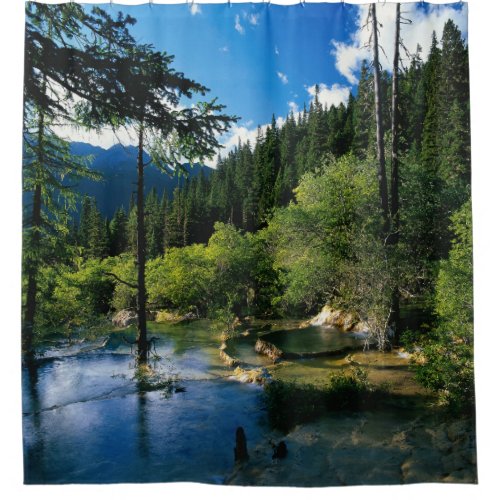 Mountain Forest Lake Shower Curtain