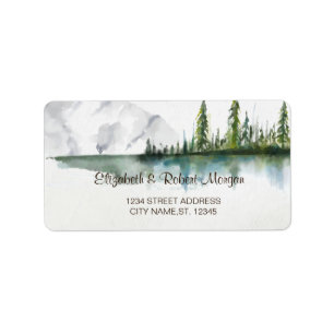 Mountain,Forest,Lake,String Lights Label