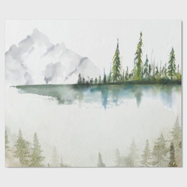 Mountain,Forest,Lake Wrapping Paper (Flat)