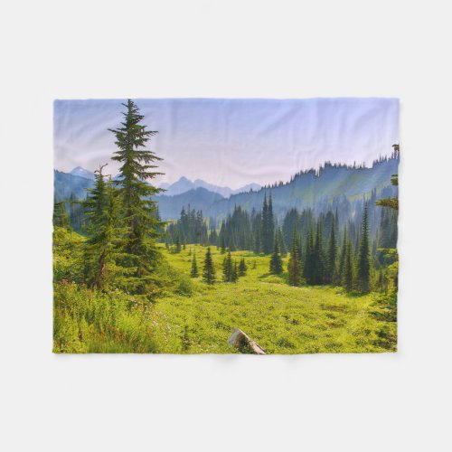 Mountain  Forest Landscape Washington State Fleece Blanket
