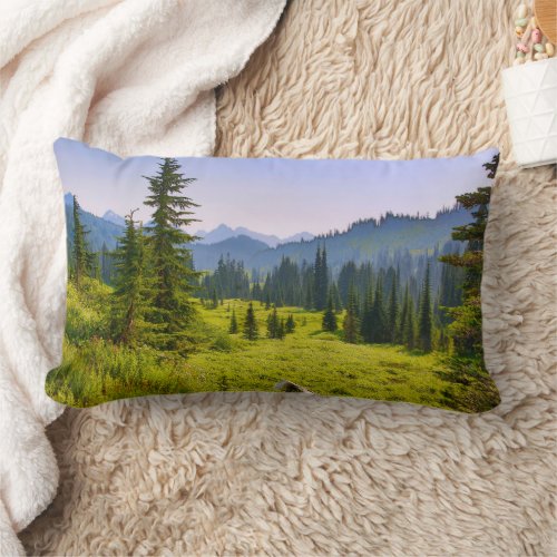 Mountain  Forest Landscape Washington State Lumbar Pillow
