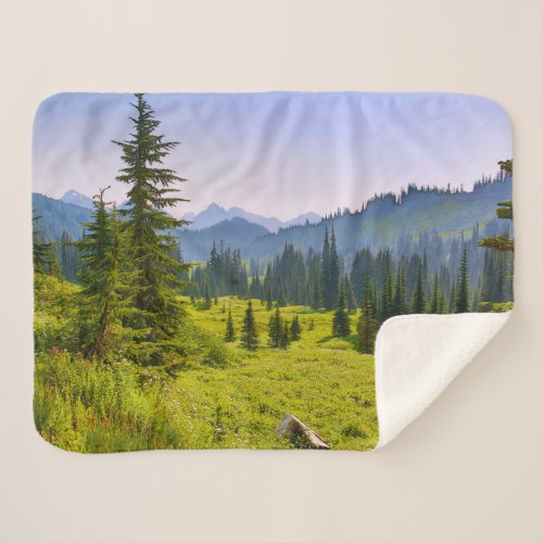 Mountain  Forest Landscape Washington State Sherpa Blanket