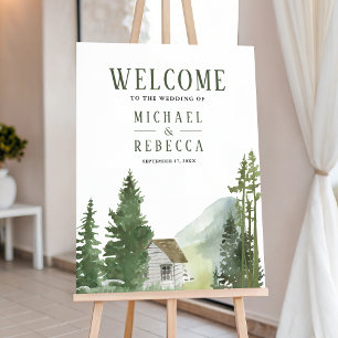 Mountain Forest Lodge Cabin Wedding Welcome Sign