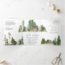 Mountain Forest Lodge Log Cabin All in One Wedding Tri-Fold Invitation