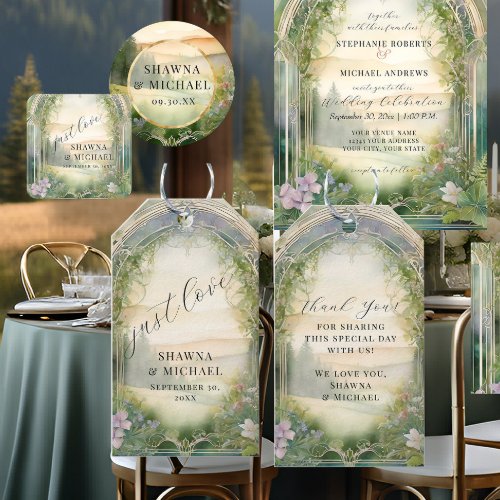 Mountain Forest Meadow Wildflower Elegant Wedding Gift Tags