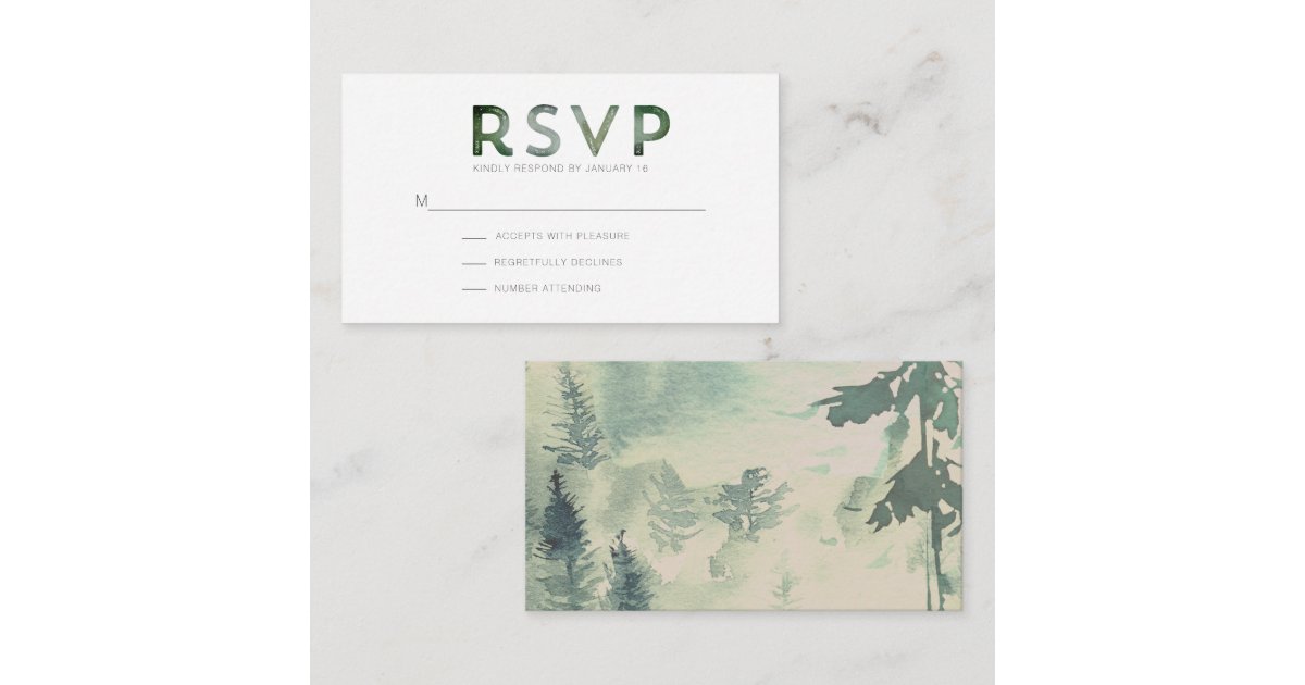 Mountain Forest Modern RSVP Enclosure Card Zazzle
