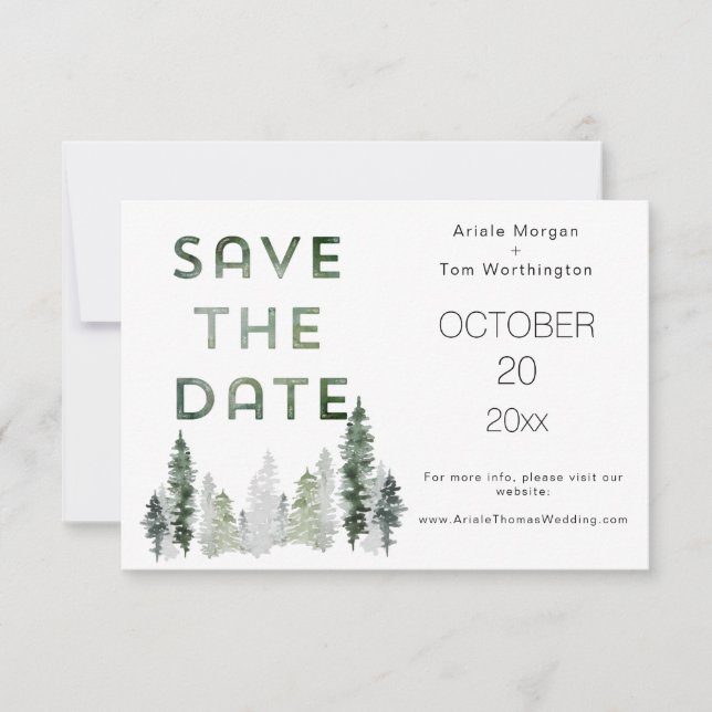 Mountain Forest Modern Save The Date (Front)