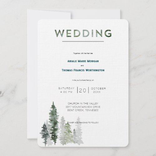 Mountain Forest Modern Wedding Invitation