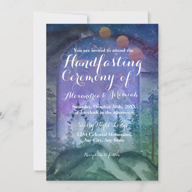 Mountain Forest Paradise Handfasting Invitation (Front)
