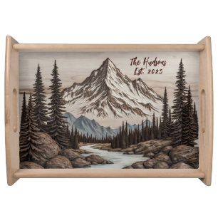 Mountain Forest Personalized Family Large Serving Tray