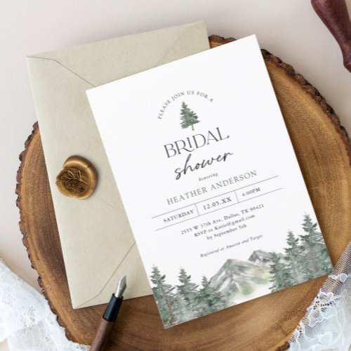 Mountain Forest Pine Tree Bridal Shower Invitation