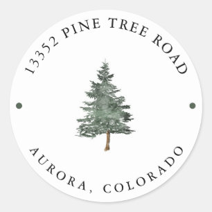 Mountain Forest Pine Tree Wedding Return Address Classic Round Sticker