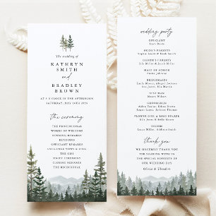 Mountain Forest Pine Wedding Ceremony Program