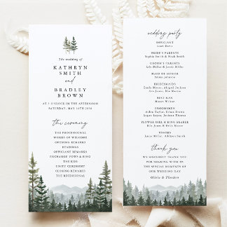 Mountain Forest Pine Wedding Ceremony Program