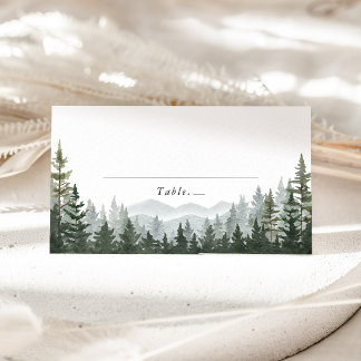 Mountain Forest Pine Wedding Name Place Card