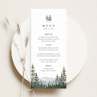 Mountain Forest Pine Wedding Reception Dinner Menu