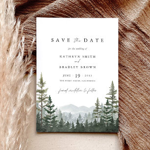 Mountain Forest Pine Wedding Save The Date