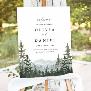 Mountain Forest Pine Wedding Welcome Sign