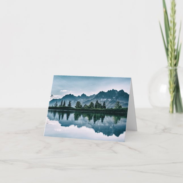 Mountain Forest Reflection Letterpress Thank You Card (Front)
