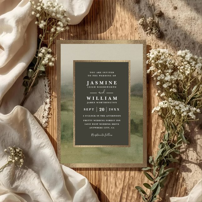 Mountain Forest Rustic Elegant QR Code Wedding Invitation (Creator Uploaded)