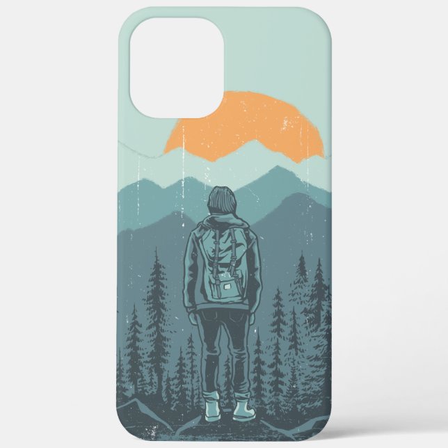 Mountain Forest Sunset Backpack Hiker Woman Case-Mate iPhone Case (Back)