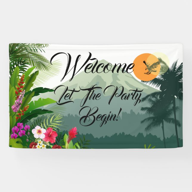 Mountain & Forest Sunset Birthday Banner (Horizontal)