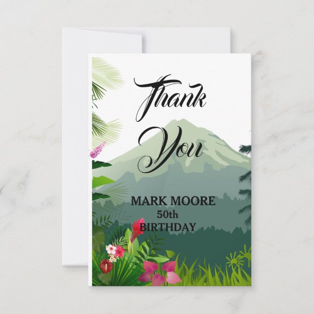 Mountain & Forest Sunset  Thank You Card (Front)