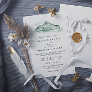 Mountain Forest Trees Pine Rustic Elegant Wedding Invitation