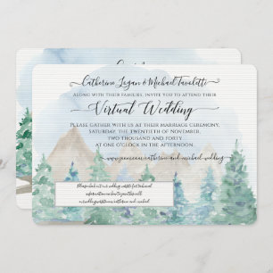 Mountain Forest Trees Watercolor Virtual Wedding Invitation