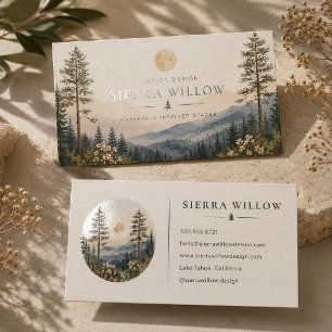Mountain Forest Watercolor Raised Spot UV Business Card