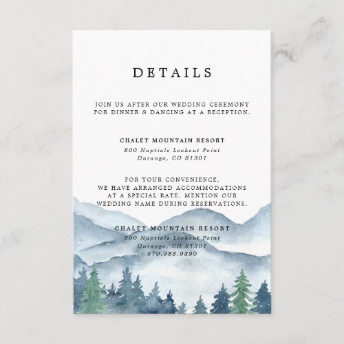 Mountain Forest Watercolor Rustic Theme  Enclosure Card