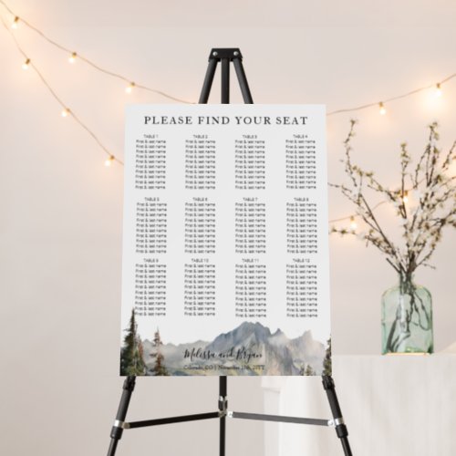 Mountain Forest Wedding Seating Chart  Foam Board