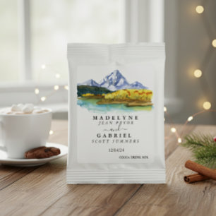 Mountain Forest Wedding Watercolor Favor Hot Chocolate Drink Mix