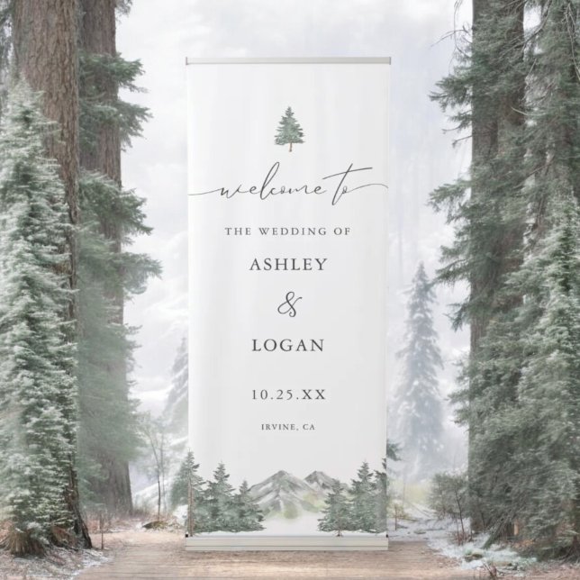 Mountain Forest Welcome To Our Wedding Welcome  Retractable Banner (Creator Uploaded)