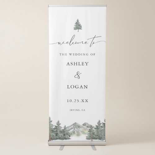 Mountain Forest Welcome To Our Wedding Welcome  Retractable Banner