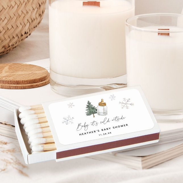 Mountain Forest Winter Baby Shower Favors Matchboxes (Creator Uploaded)