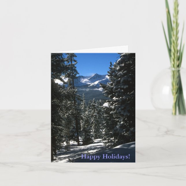 Mountain Forest Winter Scene Holiday Card (Front)