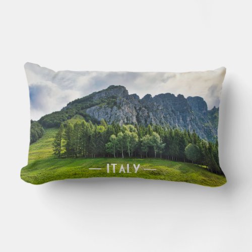 Mountain forest with pines in northern Italy Lumbar Pillow