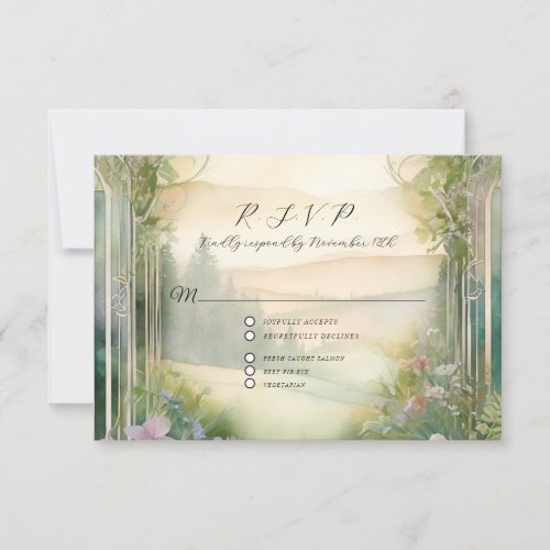 Mountain Forest Woodland Ethereal Rustic Wedding RSVP Card