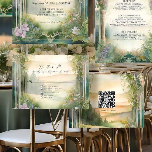 Mountain Forest Woodland Ethereal Rustic Wedding RSVP Card
