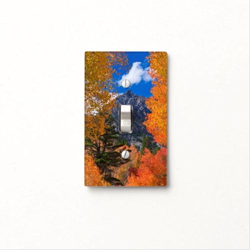 Mountain framed in fall foliage CA Light Switch Cover