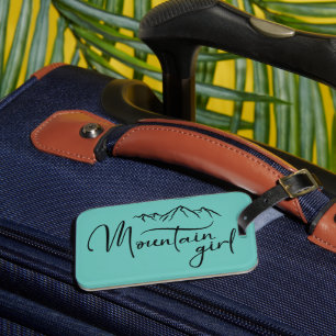Mountain Girl Teal Luggage Tag
