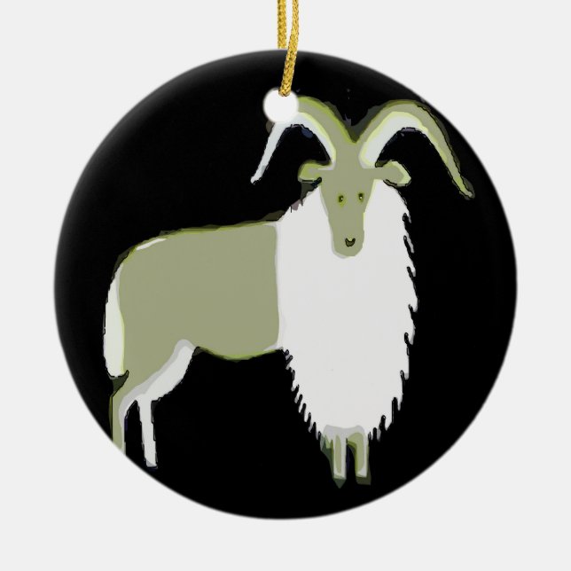 Mountain Goat,, add, edit text Ceramic Ornament (Front)