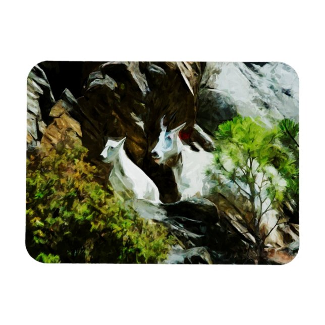 Mountain Goat and Baby Abstract Magnet (Horizontal)