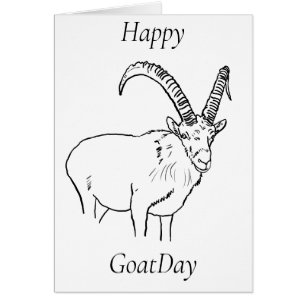Mountain Goat Day Funny Animal Drawing Birthday Cards